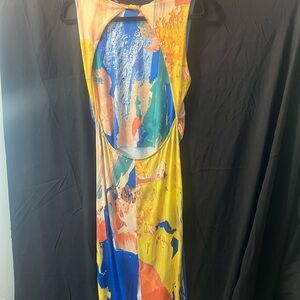ZARA NEW WOMAN GATHERED PRINTED MIDI DRESS